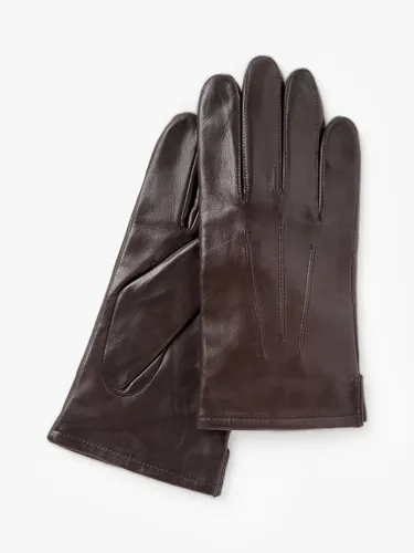 John Lewis Fleece Leather Gloves - Brown - Male