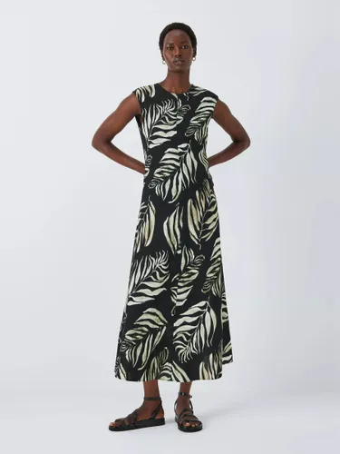 John Lewis Palm Leaf Dress - Black/Multi - Female