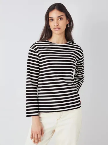 John Lewis Premium Breton Stripe Top - Black/White - Female