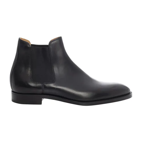 John Lobb , Black Leather Chelsea Boots with Brown Sole ,Black male, Sizes: