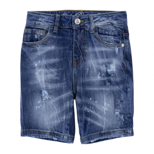 John Richmond , Kids Bermuda Jeans with Distressed Details ,Blue male, Sizes: