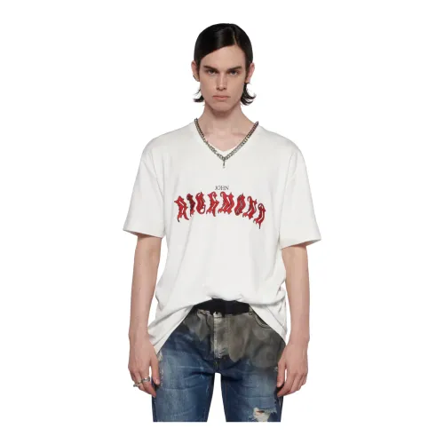 John Richmond , Logo Print Cotton T-Shirt ,White male, Sizes: