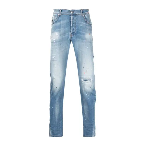 John Richmond , Men`s Slim-Fit Vintage Denim Jeans ,Blue male, Sizes: