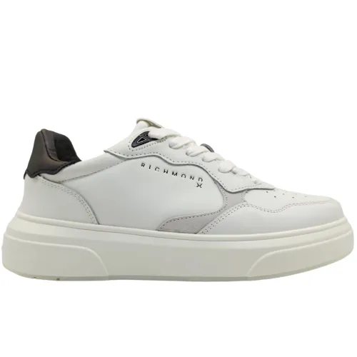 John Richmond , White Leather Platform Sneakers ,White male, Sizes: