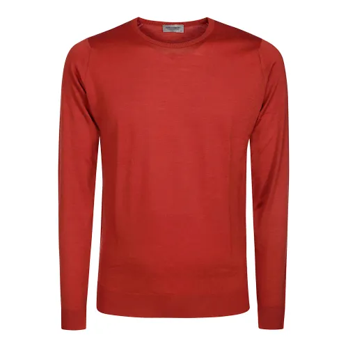John Smedley , Classic Crew Neck Merino Wool Sweater ,Red male, Sizes: