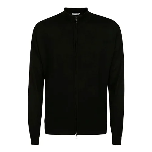 John Smedley , Luxurious Merino Wool Zip Jacket ,Black male, Sizes: