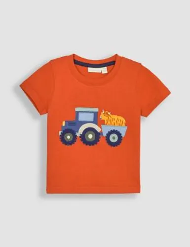 Jojo Maman Bébé Boys Pure Cotton Tractor T-Shirt (6 Mths-5 Yrs) - 12-18 - Dark Orange, Dark Orange
