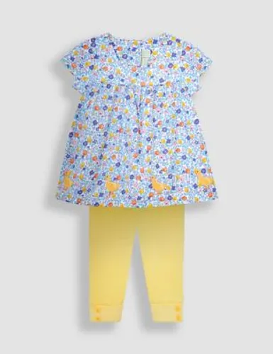 Jojo Maman Bébé Girls 2pc Pure Cotton Duck Outfit (0-3 Yrs) - 0-3 M - Lilac, Lilac