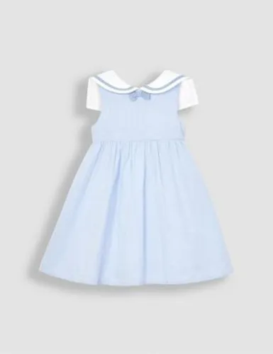 Jojo Maman Bébé Girls 2pc Pure Cotton Striped Outfit (0-7 Yrs) - 3-4 Y - Blue Mix, Blue Mix