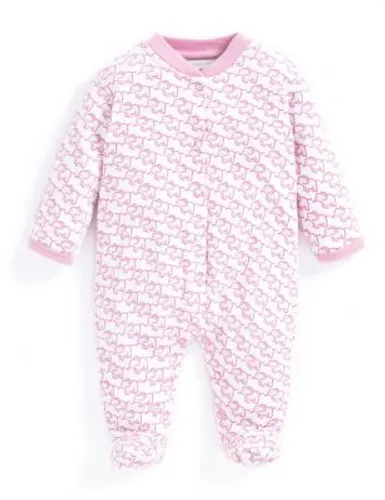 Jojo Maman Bébé Girls Pure Cotton Elephant Sleepsuit (3lb-12 Mths) - 6-9 M - Pink Mix, Pink Mix