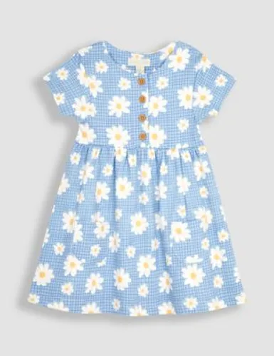 Jojo Maman Bébé Girls Pure Cotton Floral Dress (6 Mths-5 Yrs) - 3-4 Y - Blue Mix, Blue Mix