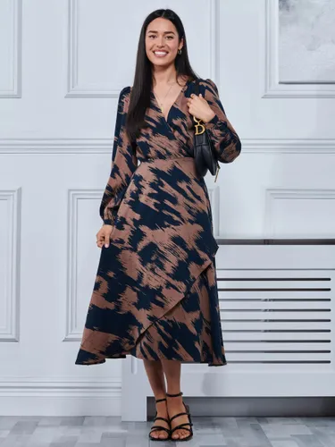 Jolie Moi Abstract Print Wrap Midi Dress, Multi - Multi - Female