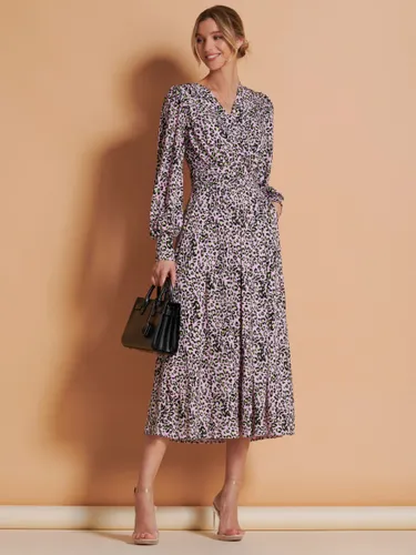 Jolie Moi Allyn Leopard Print Long Sleeve Maxi Dress - Pink/Multi - Female