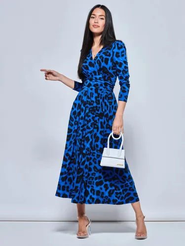 Jolie Moi Animal Print Long Sleeve Maxi Dress, Blue - Blue - Female