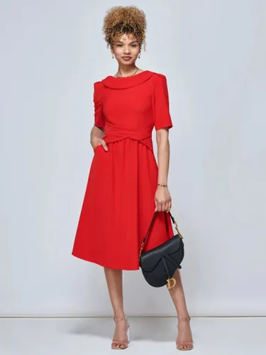 Jolie Moi Beckie Fold Neck Dress - Red - Female
