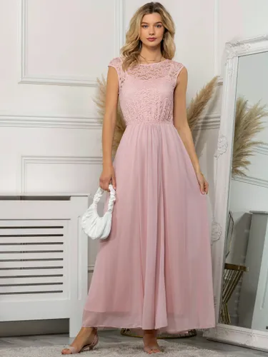 Jolie Moi Chiffon Lace Maxi Dress, Light Pink - Light Pink - Female
