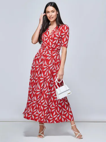Jolie Moi Coleen Leaf Print Jersey Maxi Dress, Red/Multi - Red/Multi - Female