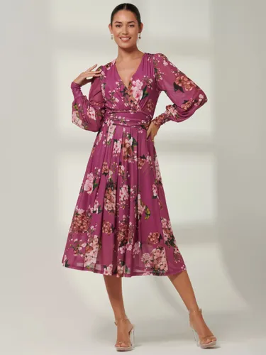 Jolie Moi Eileen Floral Mesh Midi Dress - Dusty Purple - Female