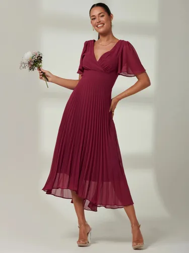 Jolie Moi Elene Chiffon Pleated Maxi Dress, Raspberry - Raspberry - Female