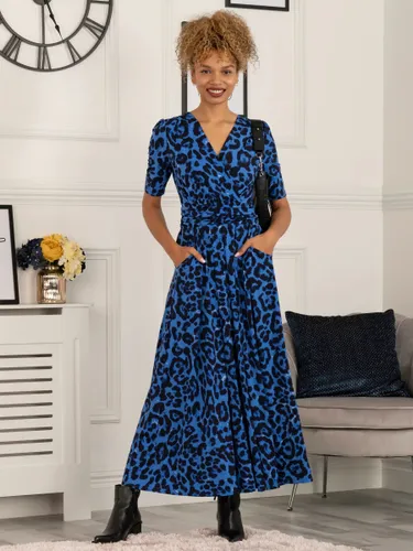 Jolie Moi Elisha Animal Print Maxi Dress, Cobalt/Multi - Cobalt/Multi - Female
