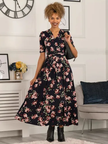 Jolie Moi Elisha Floral Print Jersey Maxi Dress, Navy - Navy - Female