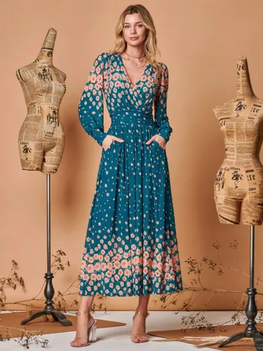 Jolie Moi Floral Symmetrical Print Mesh Maxi Dress, Multi - Multi - Female