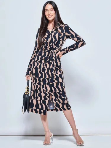 Jolie Moi Geometric Print Jersey Midi Dress - Brown/Multi - Female
