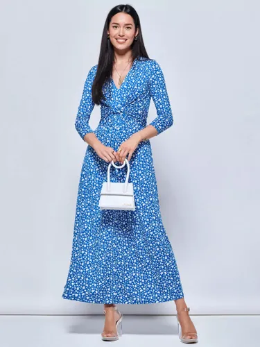 Jolie Moi Hayat Twist Front Floral Print Jersey Maxi Dress - Blue - Female