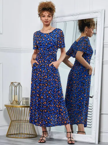 Jolie Moi Julita Leopard Print Midi Dress - Blue/Multi - Female