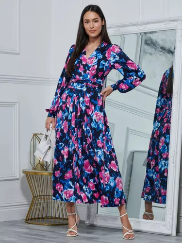 Jolie Moi Kamille Long Sleeve Maxi Dress, Navy/Multi - Navy/Multi - Female