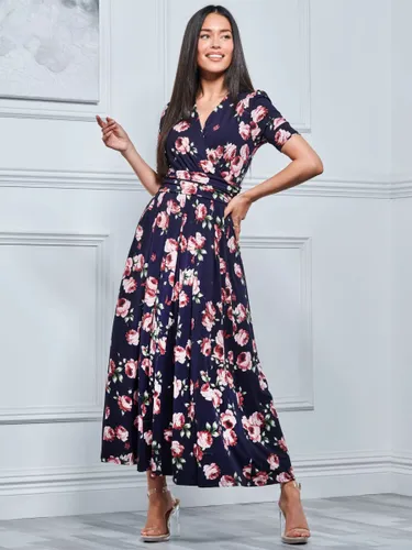 Jolie Moi Kiera Wrap Front Floral Maxi Dress, Navy/Multi - Navy/Multi - Female