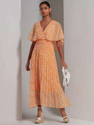 Jolie Moi Kyra Chiffon Midi Dress, Orange Abstract - Orange Abstract - Female