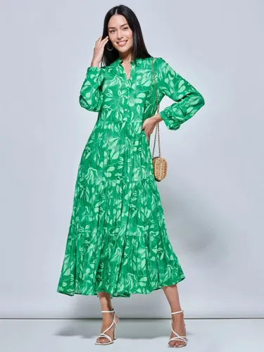 Jolie Moi Leaves Shirt Midi Dress - Green - Female