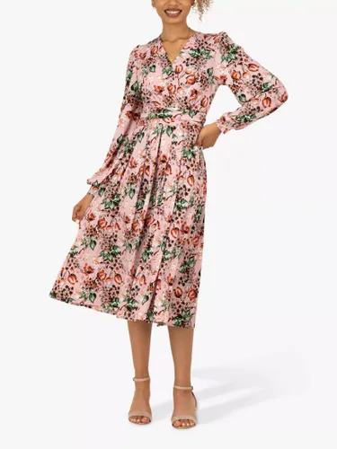 Jolie Moi Libby Long Sleeve Jersey Floral Midi Dress, Pink - Pink - Female