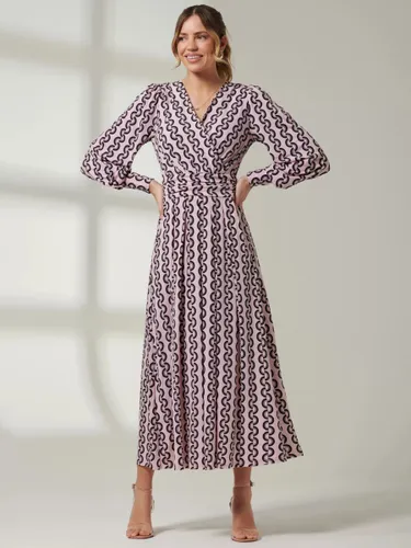 Jolie Moi Nancy Long Sleeve Geometric Print Maxi Dress, Pink - Pink - Female