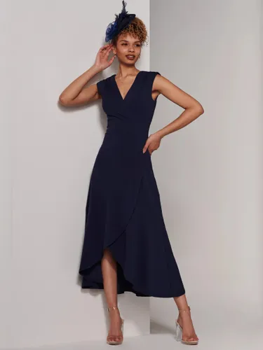 Jolie Moi Preslie Wrap Midi Dress - Navy - Female