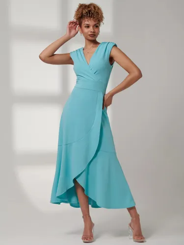 Jolie Moi Preslie Wrap Midi Dress - Turquoise - Female