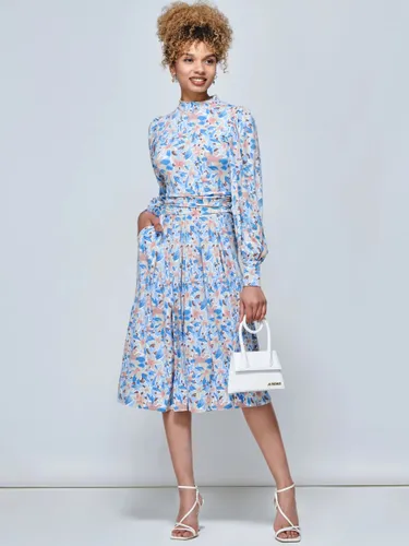 Jolie Moi Vesper Long Sleeve Floral Midi Dress - Blue/Multi - Female