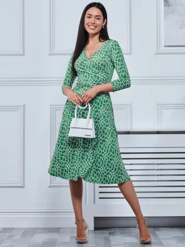 Jolie Moi Willa Geometric Print Jersey Dress, Green Geo - Green Geo - Female