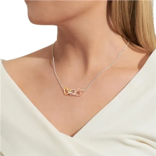 Joma Jewellery Florence Linked Hearts Necklace - Silver & Rose Gold - O/S