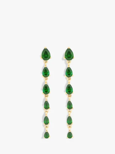 Jon Richard Cubic Zirconia Linear Pear Drop Earrings, Gold Green - Gold/Green - Female