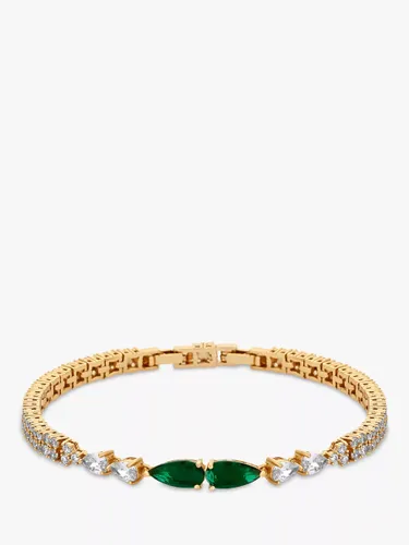 Jon Richard Pear Shaped Cubic Zirconia Regal Bracelet, Gold/Green - Gold/Green - Female