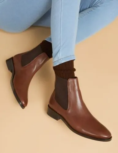Jones Bootmaker Womens Leather Chelsea Flat Ankle Boots - 6 - Black, Black,Tan