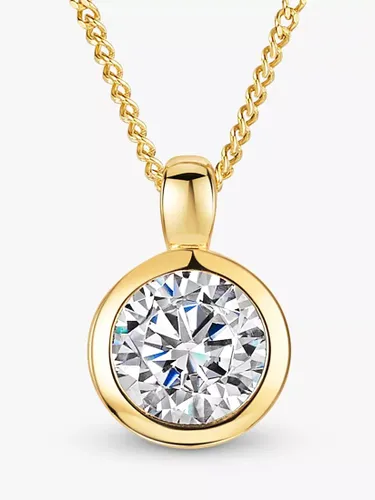 Jools by Jenny Brown 6mm Cubic Zirconia Rubover Pendant Necklace - Gold - Female