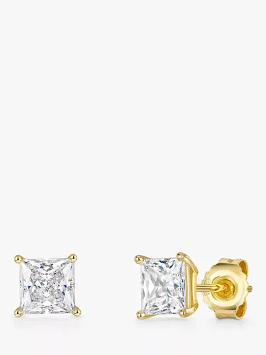 Jools by Jenny Brown 6mm Square Cubic Zirconia Stud Earrings, Gold - Gold - Female