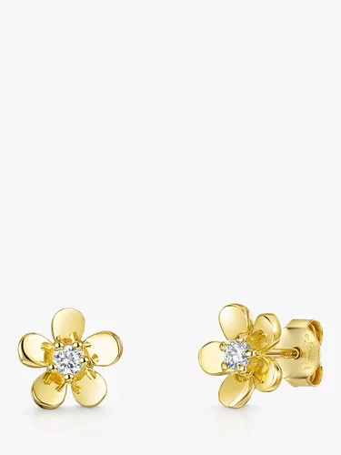 Jools by Jenny Brown Cubic Zirconia Flower Stud Earrings, Gold - Gold - Female