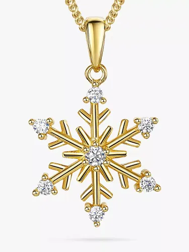 Jools by Jenny Brown Cubic Zirconia Glistening Snowflake Necklace - Gold - Female