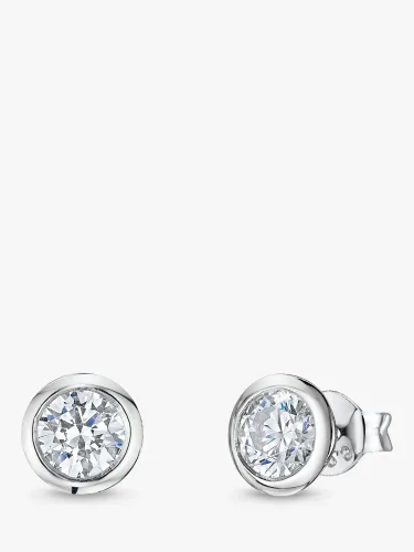 Jools by Jenny Brown Cubic Zirconia Round Stud Earrings, Silver - Silver - Female