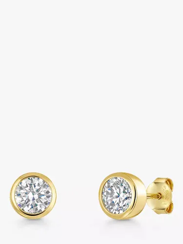 Jools by Jenny Brown Cubic Zirconia Rubover Stud Earrings - Gold - Female