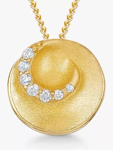 Jools by Jenny Brown Cubic Zirconia Satin Swirl Pendant Necklace, Gold - Gold - Female
